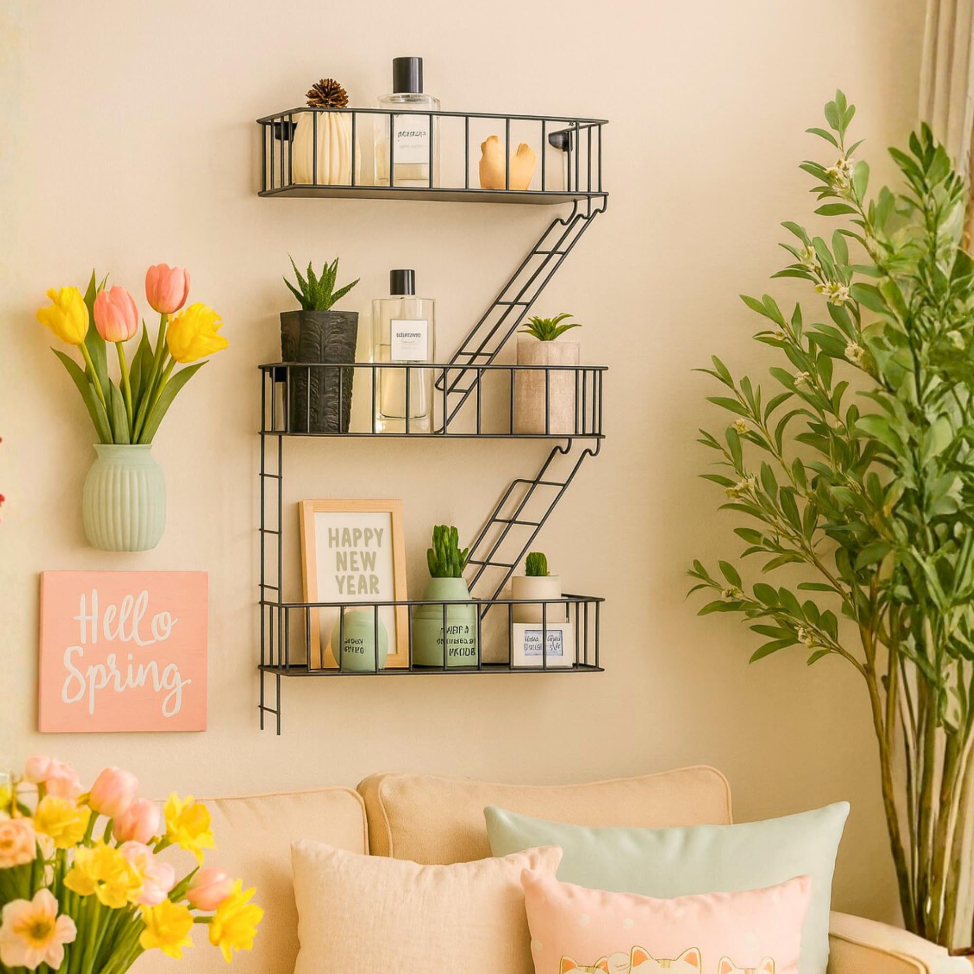 KOTIJOKI Fire Escape Wall Shelf - New York Metal Decorative Shelf